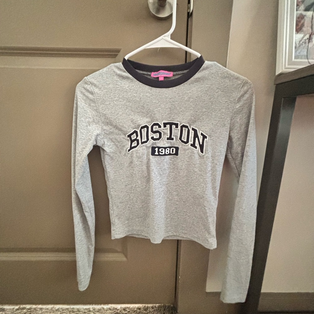 Gray Boston 1980 Kids Long Sleeve Shirt